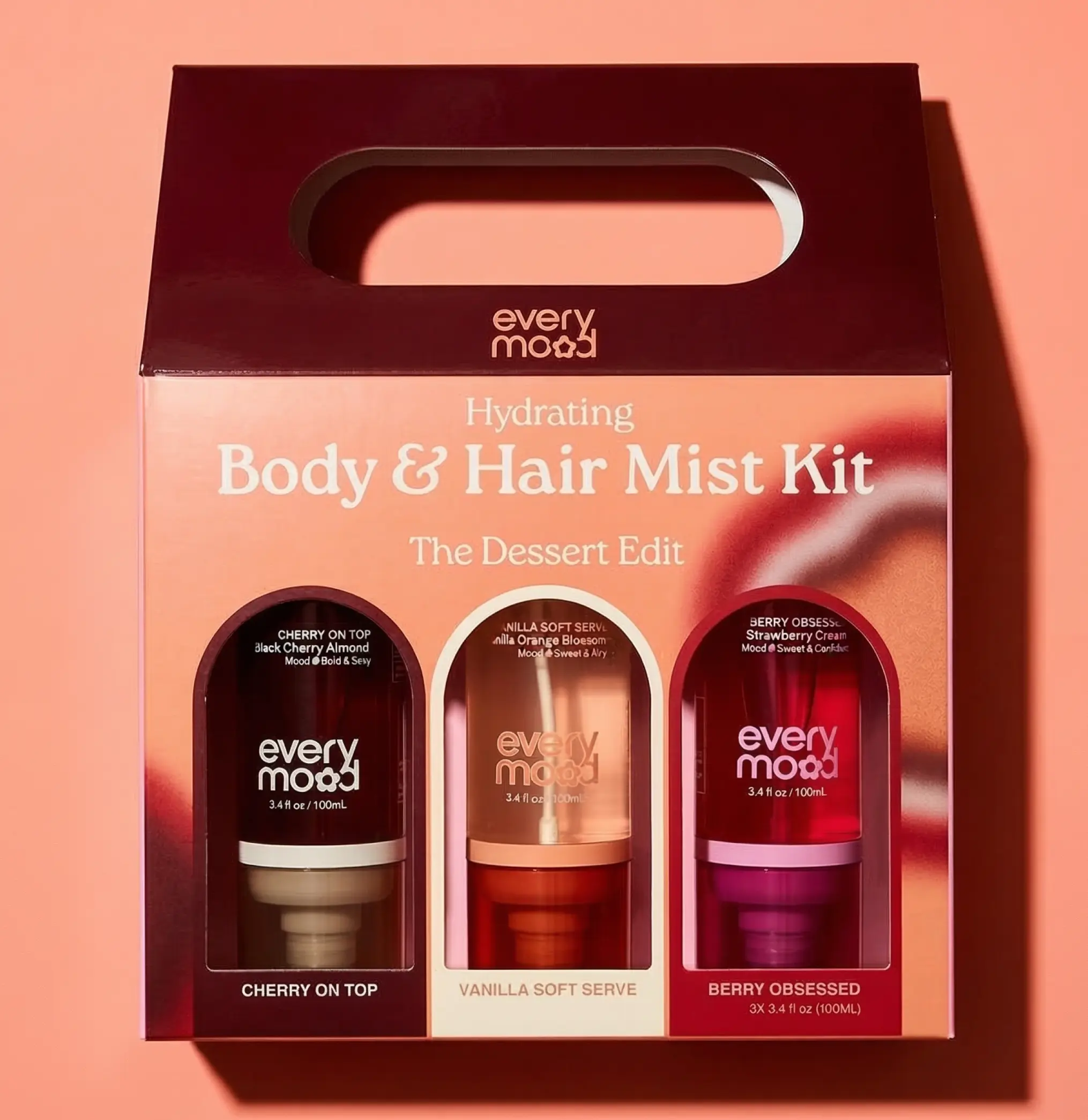 EVERYMOOD The Dessert Edit Gift Set | 3x Body & Hair Mist | Cherry, Vanilla & Strawberry Scents 3x100mL