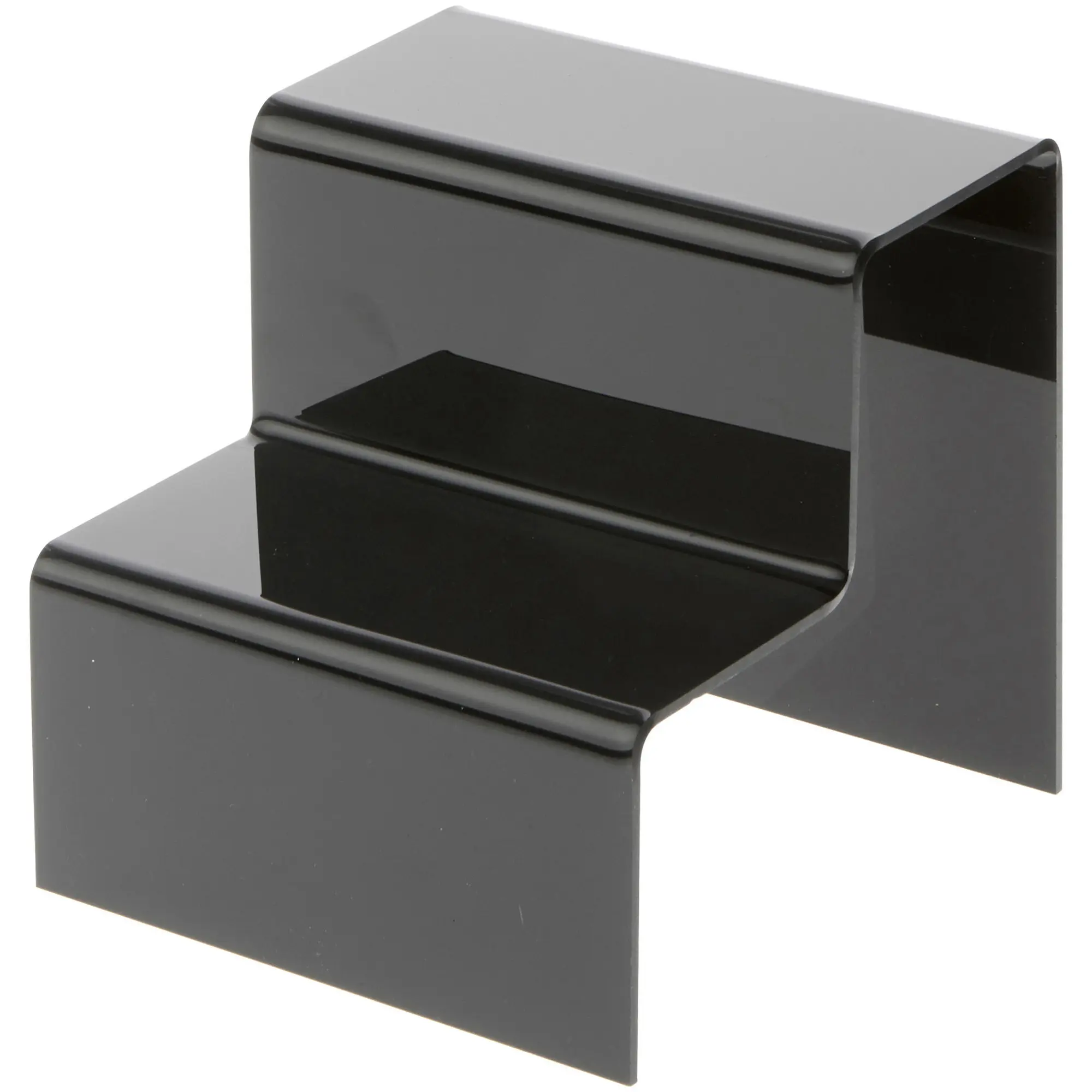 Plymor Black Acrylic 2-Step Solid Back Display Stairs
