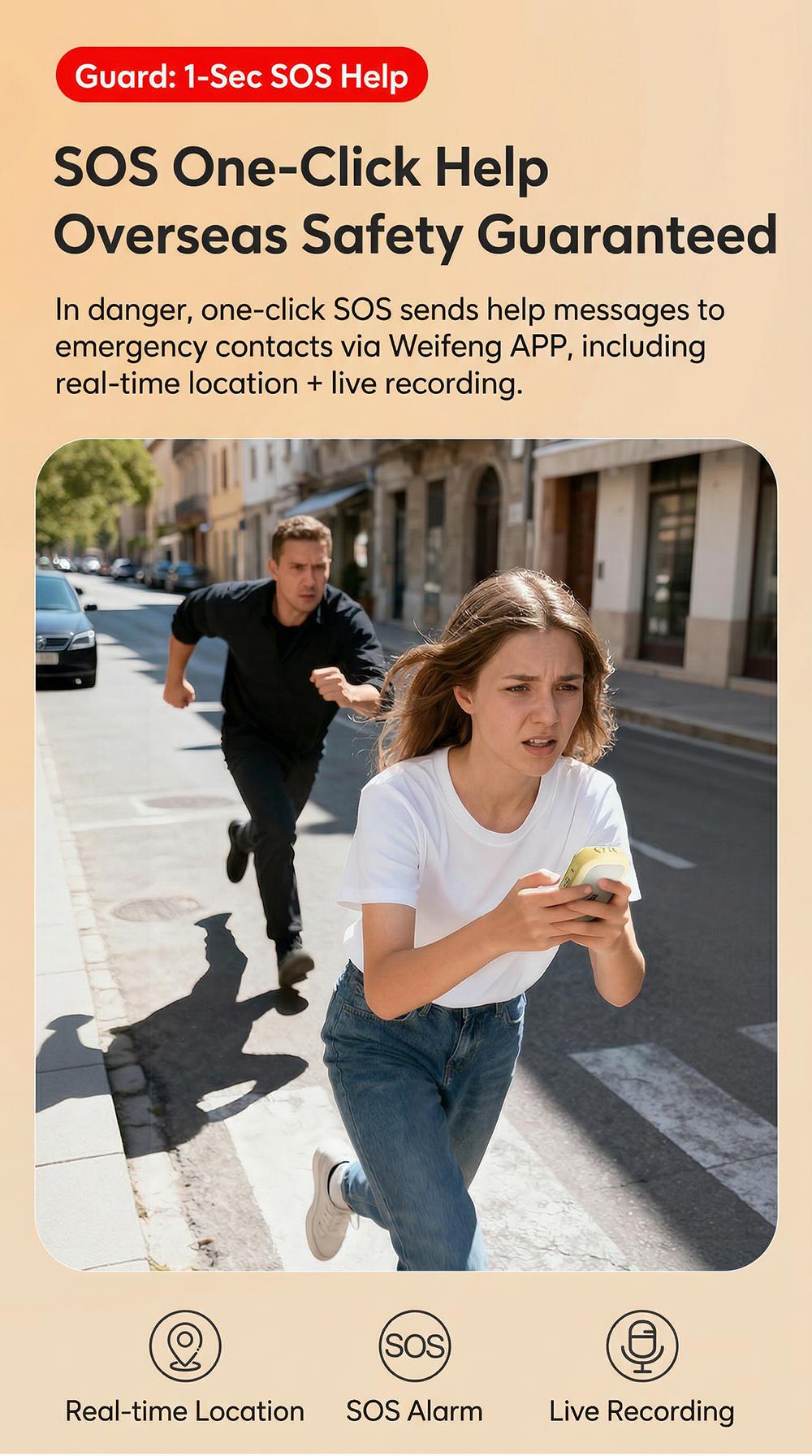 HYUNDAI VA18 8-in-1 Smart AI Translator Speaker, Support Translation, SOS Emergency Assistance, Global Intercom, Anti-Lost Alert, AI Assistant, Radar Detection & Vibration Alert, Portable Audio Device for Travel, Compatible with Android & iOS