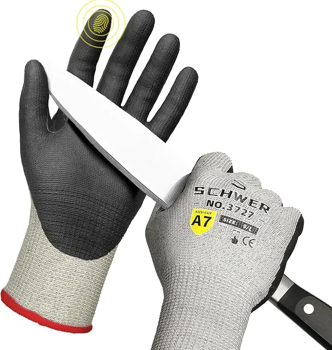 High Level Cut Resistant Work Gloves for High Risk Work, ANSI A7 Cutting Gloves with Reinforced Thumb, Used for WoodWorking, Construction, Non Slip, Durable, Breathable & Cool