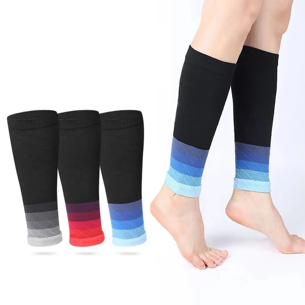 Gradient Compression Knit Calf Sleeves - Breathable Supporting Wear for Running, Cycling, and Varicose Vein Relief