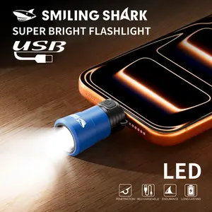 【TIP-183】SmilingShark Mini Torch Light Super Bright Powerful Small Desk Lamp with Battery-Free Design Flashlight Plastic Protective Cover Zoomable 2Modes for Camping Work