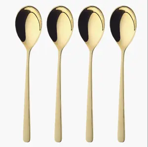 Set of Four Gold Finish Stainless Steel Tablespoons