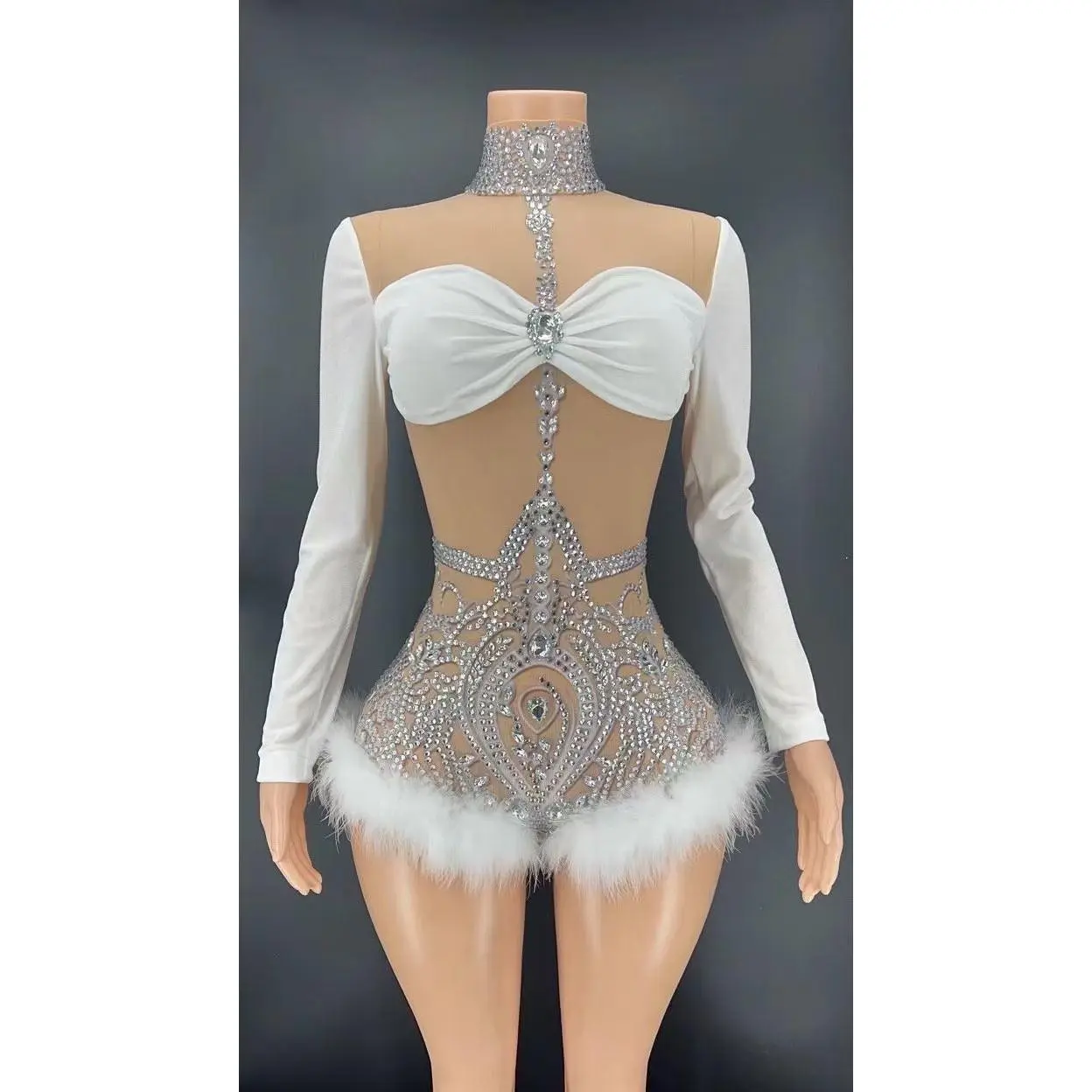 Snowy Brandi Romper silver and white