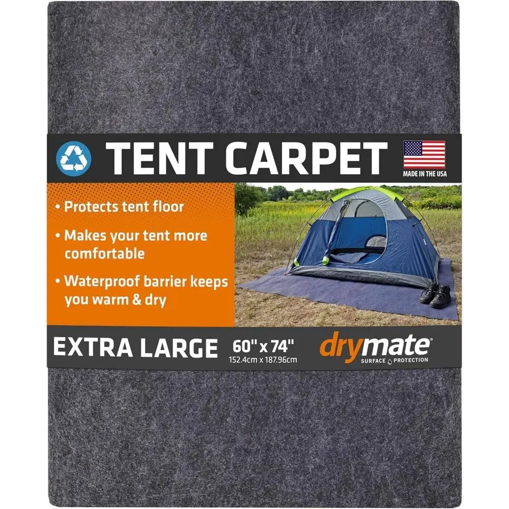 Tent Carpet Mat, Protective Waterproof Liner Keeps You Warm & Dry, Camping Floor Rug Accessory For Tent (60" x 74"), Durable, Lightweight, Soft & Comfortable, Trimmable Material (USA Made) (Charcoal)