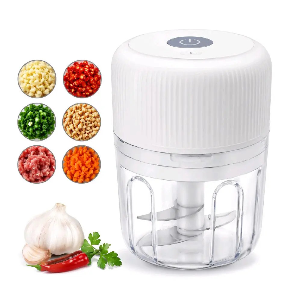 Electric Garlic Chopper, USB Rechargeable Mini Food Processor 250ML, Wireless Food Chopper for Garlic, Onion, Vegetables, Herbs & Meat, Portable Kitchen Cutter, One-Touch Blender, Compact Food Prep Gadget