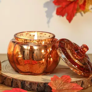 Cozy Fall Pumpkin Shaped Candle - 12oz Size, Warm Fall Spice Scent - Centerpiece