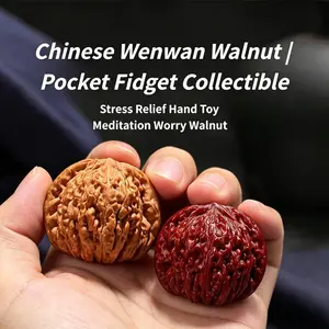 Chinese Wenwan Walnut Pair Stress Relief Hand Fidget Toy Natural Collectible