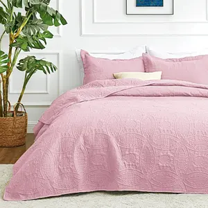 Bedspread - Soft summer lightweight bedspread - Modern style coin pattern suitable for all seasons - 3-piece set (1 blanket, 2 pillowcases)