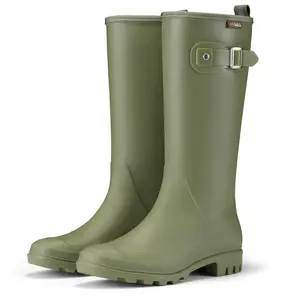 HISEA Women's Slim Calf Tall Rain Boots, Waterproof PVC Rubber Shoe with Matte Surface, Fashion Footwear for Ladies' Outdoor Work & Walking