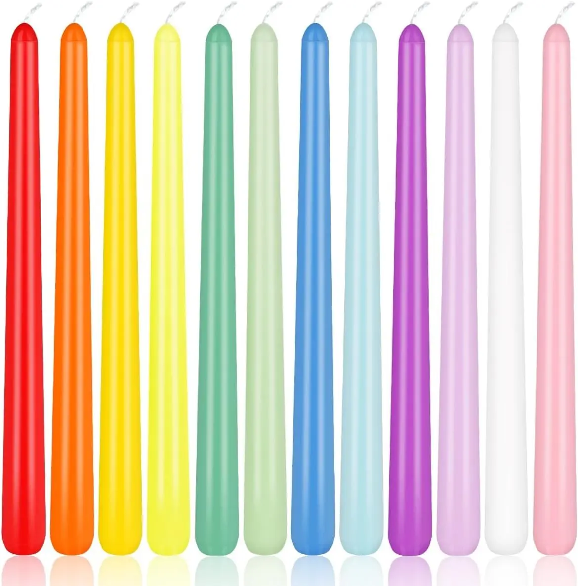 10 Inch Colored Taper Candles for Religious Spiritual Settings | 12 Pack Unscented Candlesticks for Holiday, Seasonal Celebration and Home Decoration