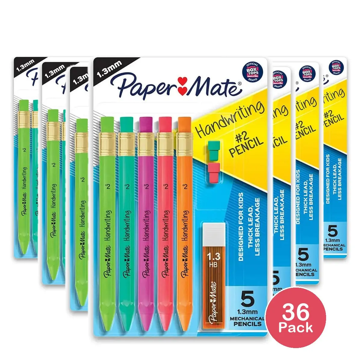Papermate Handwriting Mechanical HB Pencil 1 Lead Refill 2 Erasers Assorted 1.13oz (Pack of 36)
