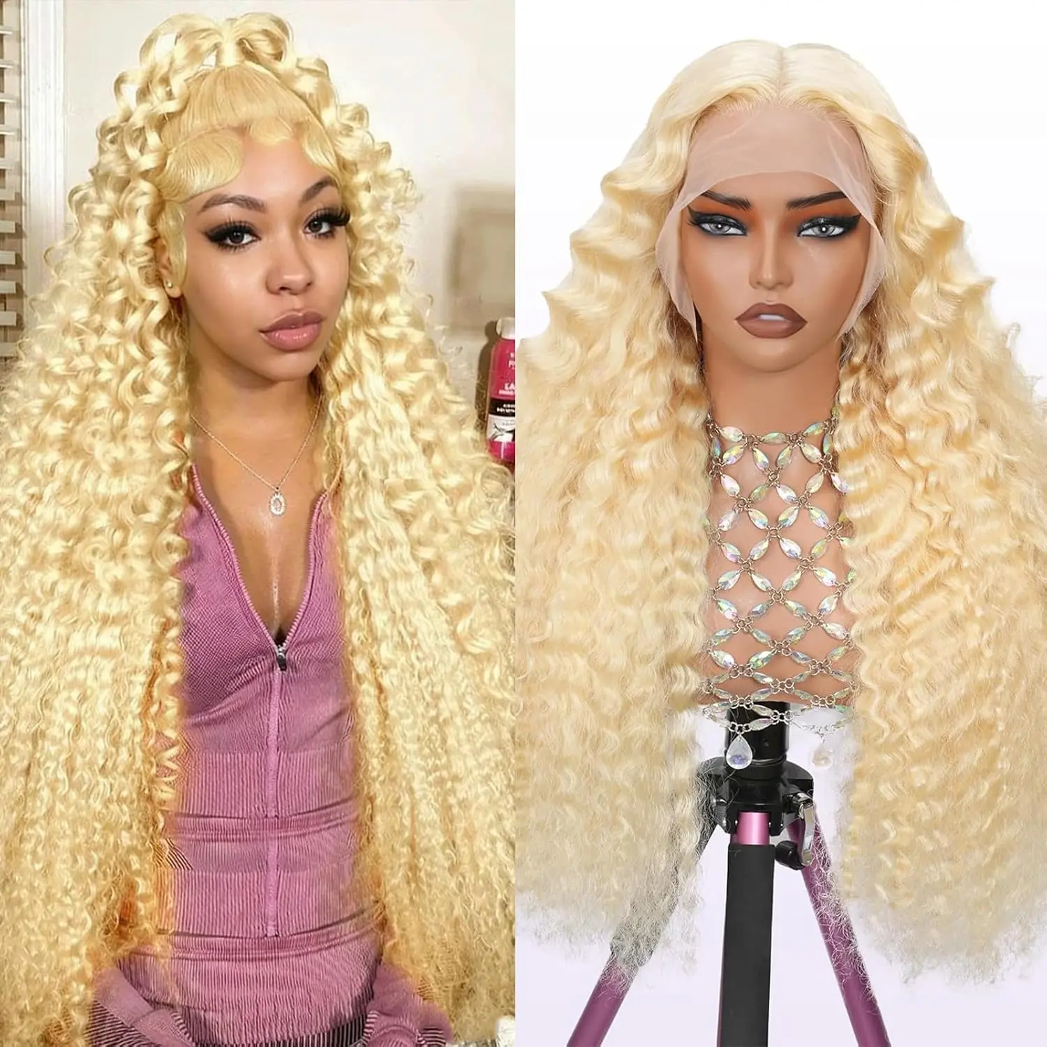 Fashionable style 613 13x6 Front Lace Wig Real Hair 100%human hair  Deep Wave Wig 220 Density  613 Deep Wave Lace Front Wig is suitable for women and can be dyed