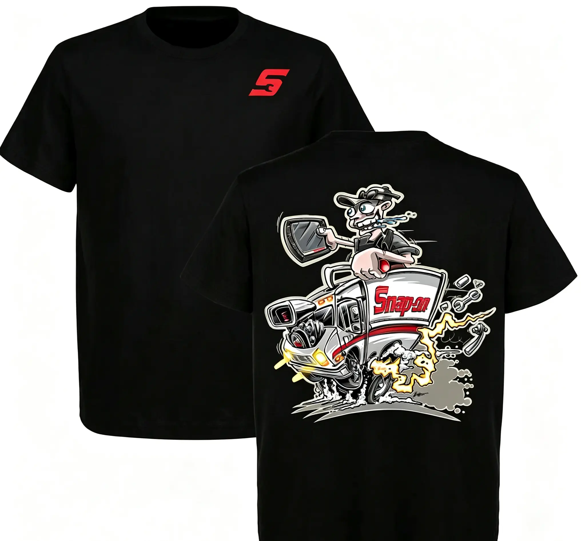 [Graphic Tee]  Snap On Hot Rod Mechanic Graphic T-Shirt, Vintage Automotive Streetwear Tee, Retro Garage Racing Shirt, Classic Car & Truck Lover Gift, Short Sleeve Crewneck Top, Y2K Workwear Fashion, Auto Shop Style Casual Graphic Tee for Men & Women