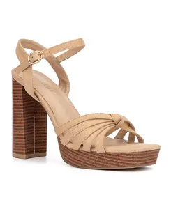 Olivia Miller Women's Beige Galia Heel Sandals