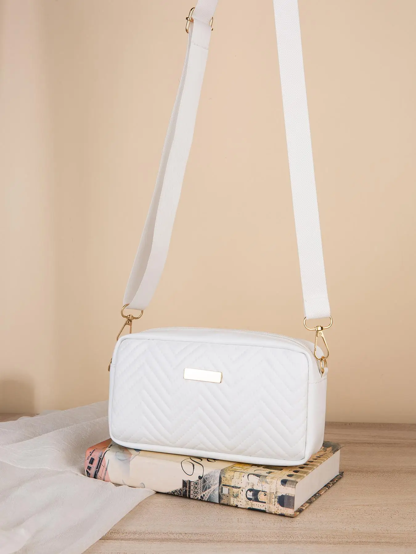 1 Piece Fashion Classic Wavy Quilted Pu Leather Texture Small Square Bag for Women, Daily Commuting Shopping Versatile Zipper Shoulder Crossbody Bag f