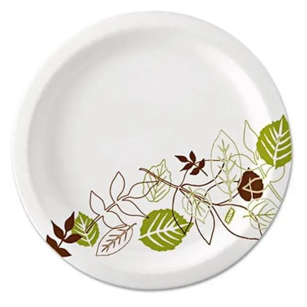 Dixie Ultra Heavyweight Disposable Paper Plates - SXP10PATH Pathways WiseSize, 10.06 in, 500-Pack Carton, 40% Increased Rim Strength, Microwave-Safe Disposable Tableware Set for Food Serving