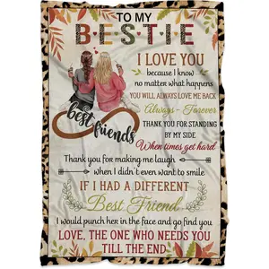 Gifts to My Bestie Blanket, Friendship Gifts for Soul Sister Bestie Unbiological Sisters Throw Blanket, Vintage-Look BFF Best Friend Blankets for Female Friends, Gift for Bestie