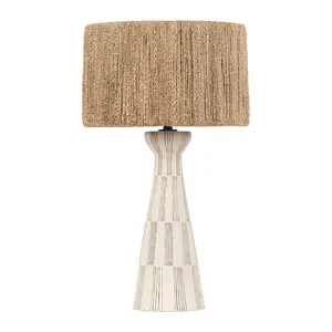 Palma Table Lamp with Textured Ceramic and Natural String Shade – Tropical-Inspired Home Decor