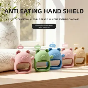 Cute Bear Design Baby Teether, Soft Silicone Teething Relief Toy, Anti-fall Baby Teether, Newborn Teething Toy, Baby Soothing Teether, Sensory Teether