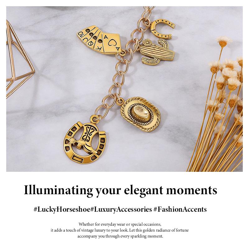 Coastal Cowgirl Purse Charm - Gold Western Chain with Boot & Hat Pendants, Trendy Festival Bag Accessory