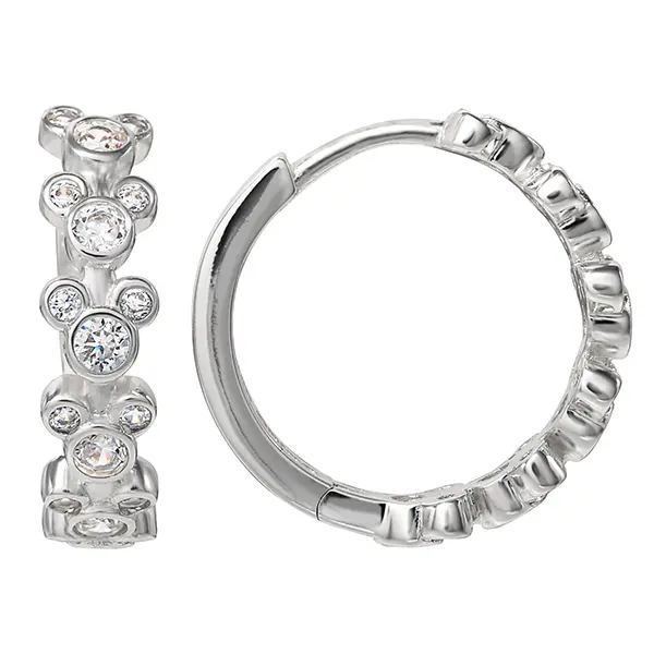 Disney Mickey Mouse CZ Endless Hoop Earrings, Official License