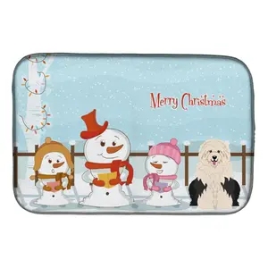 212 MAIN Merry Christmas Carolers Old English Sheepdog Dish Drying Mat, Absorbent Material Kitchen Accessory, Tableware, Kitchen Accessories
