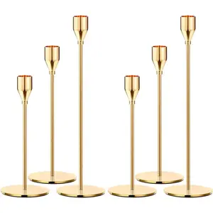 Candlestick Holders,Set of 6 Taper Candle Holders,H HOME-MART Vintage Taper Candle Holders Metal Candle Stick Holder Decor for Fireplace Party Dining Home