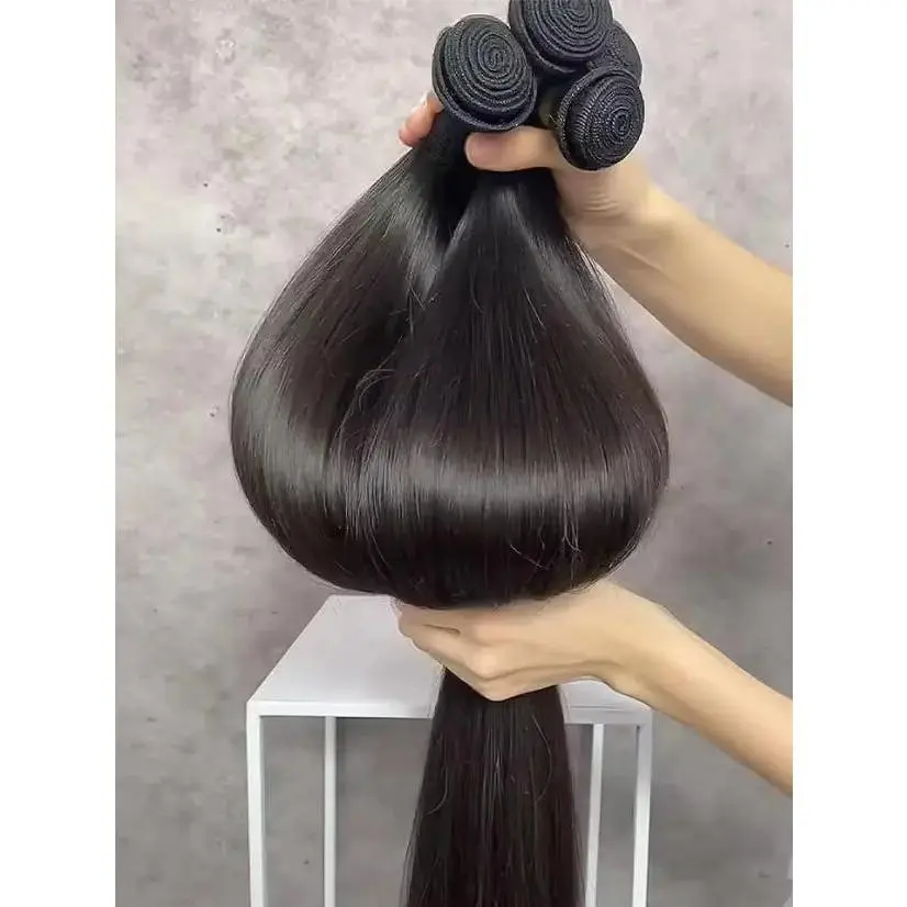 Raw Remy Brazilian Straight Human Hair Bundles Natural Color Unprocessed Double Weft