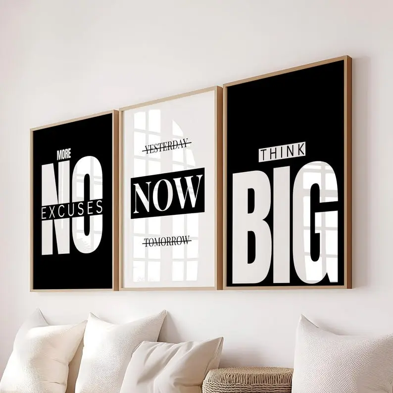 Trendy Modern Office Encouraging Poster Set of 3, Inspirational Work Quote Wall Decor, Motivational Saying Office Prints, Digital Download