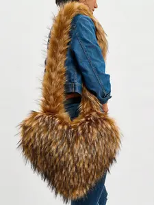 Women's Heart Design Plush Crossbody Bag, Fashionable Solid Color Shoulder Bag for Daily Used, Casual Trendy Versatile High-quality Daily Commuting Bag