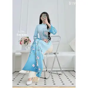 Ao Dai lụa TET 2026 Blue B19 | Ao Dai for Women| Lunar New Year | Ao Dai Viet Nam