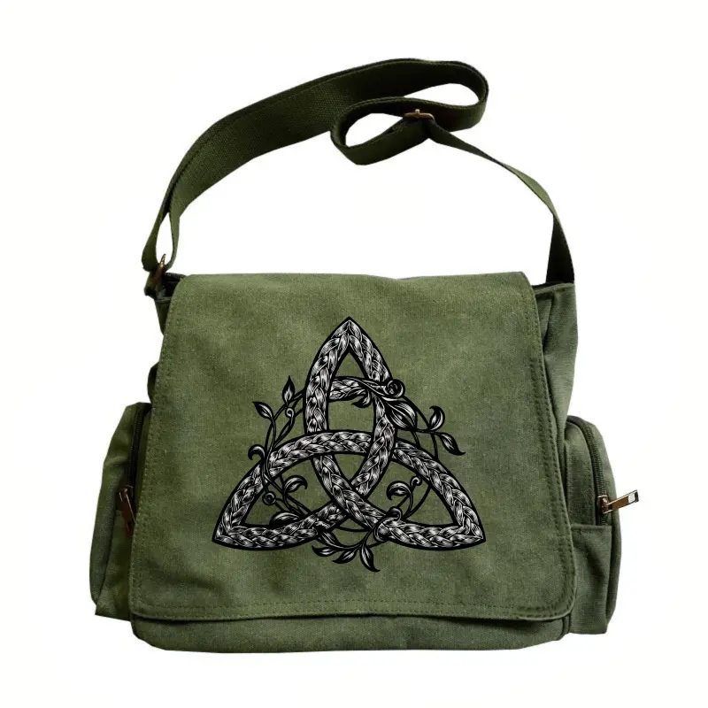 Women's Vintage Flip-Top Tote Bag - Large-Capacity, 3-Leaf Knot Vine Pattern, Single-Shoulder/Crossbody Carry, Ideal for Daily Outings, Travel, Girlfriend Gifting