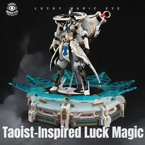 Cyber Mech Model (alloy Frame/gua Sha Lotus Base), Vintage Zen Aesthetic Collectible Ornament, Elegant Gourd Artifact Desk Decor, 22cm/8.7in, Traditional