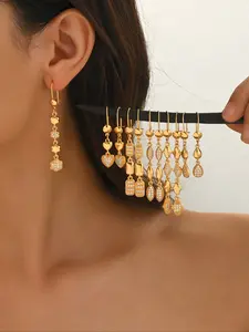 Elegant Copper High Quality Earrings for Women, Casual Style with Rhinestone Design, Perfect for Daily Wear and Commuting