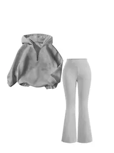 Viral Must-Have Kardashian-Inspired Hoodie and Flared Pants Set – Trendy Women's Casual Daily & Streetwear, Soft Fleece Fabric, Oversized Hoodie & High-Waisted Curve-Hugging Fit, 2-Piece Outfit, Solid Black Chic Style