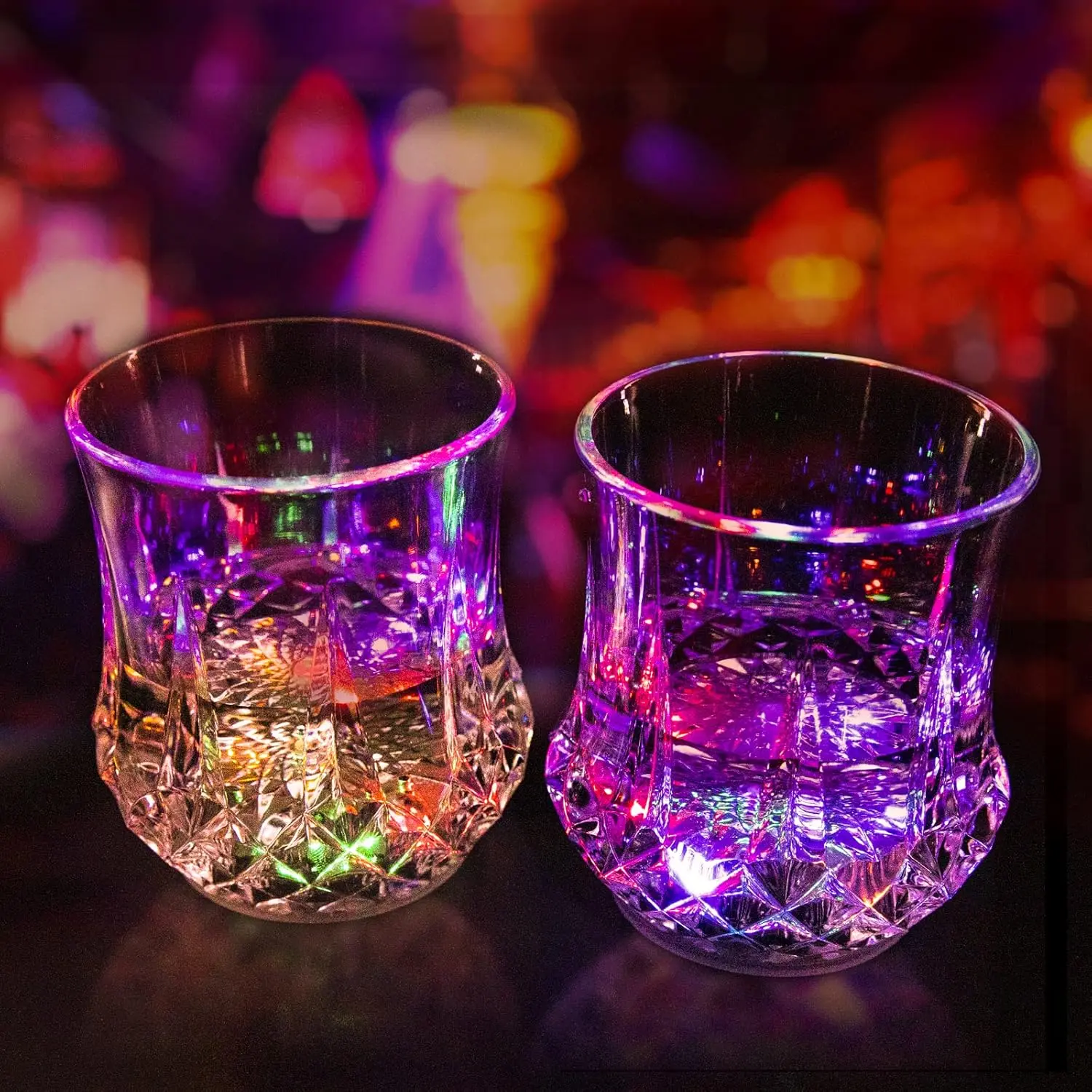 Automatic Liquid Activated LED Light Up Cups, Multicolor Flashing Acrylic Drinking Glasses, Glow in the Dark Tumblers for Party Bar Club Birthday Holiday Night Events
