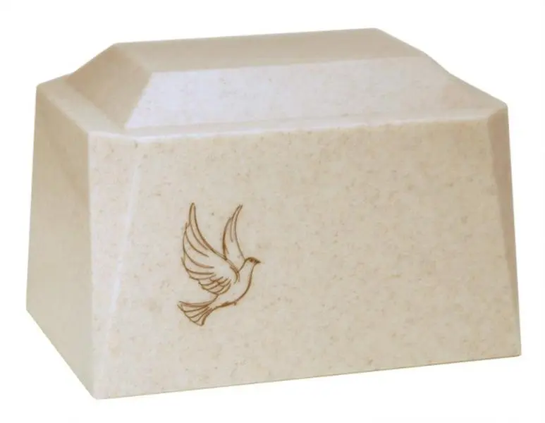 Cultured Granite Adult Cremation Urn - Vanilla Cream, 9.75" H x 6.75" W x 6.5" L, 9.9 lbs, Almost Indestructible, Suitable for Ground Burial (Pet Memorial Accessory)