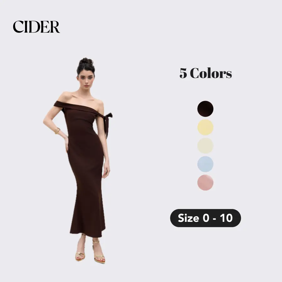 Cider Off-shoulder Asymmetrical Bowknot Mermaid Maxi Dress - TikTok Shop