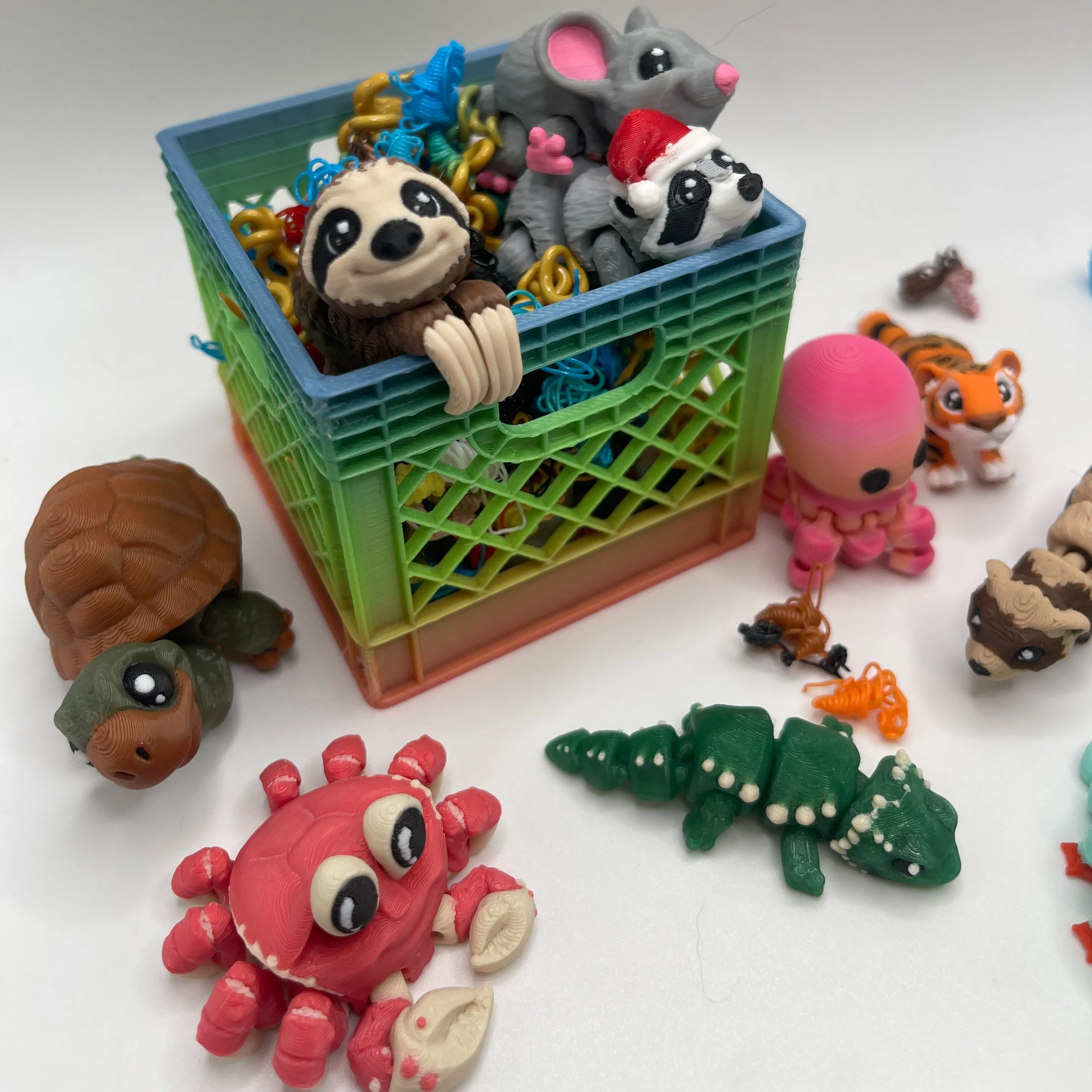 Collectible Mini Animal Figurines, Animal Collectibles - in Mini Milk Crate or Egg, Pocket Pals Home Decor Statue