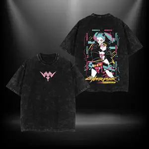 Rebecca Cyberpunk: Edgerunners Merch Clothing Washed Cotton T-Shirt. Premium fit with vintage wash featuring. A must-have for anime fans and streetwear lovers graphic tee streetwear graphic tee Clothes