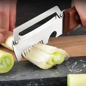 1pc/2pcs 3-in-1 Fruit & Veggie Peeler Scallion Slicer Vegetable Slicer Kitchen Gadgets with Bottle Opener Sharp Stainless Steel Wooden Handle Ergonomic Non-slip Design for Comfortable Grip
