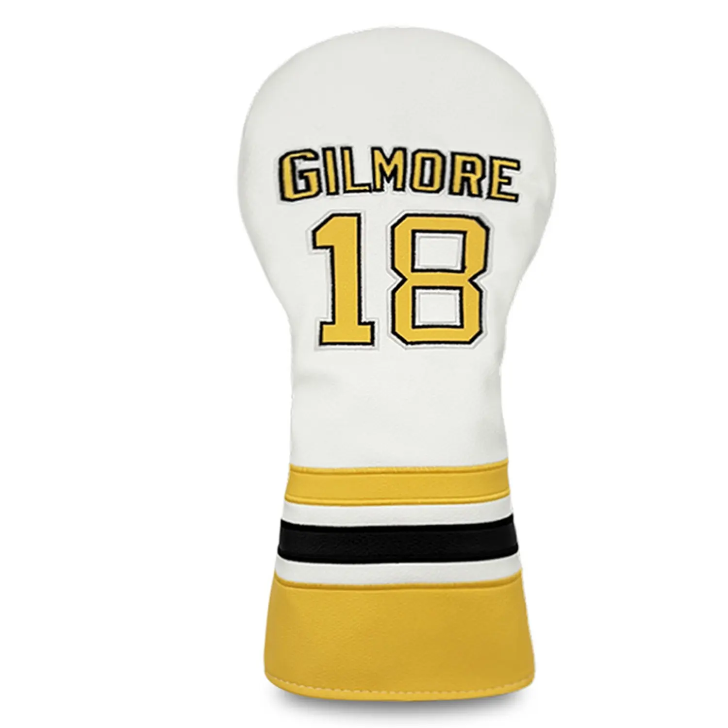 Gilmore 18 Golf Club Head Cover Durable, Protective, Black and Yellow Stripe Design, Zipper Closure, Suitable for All Club Types, White/Red, Stylish Golf Accessories Golf Gift Accessory Golf Supply
