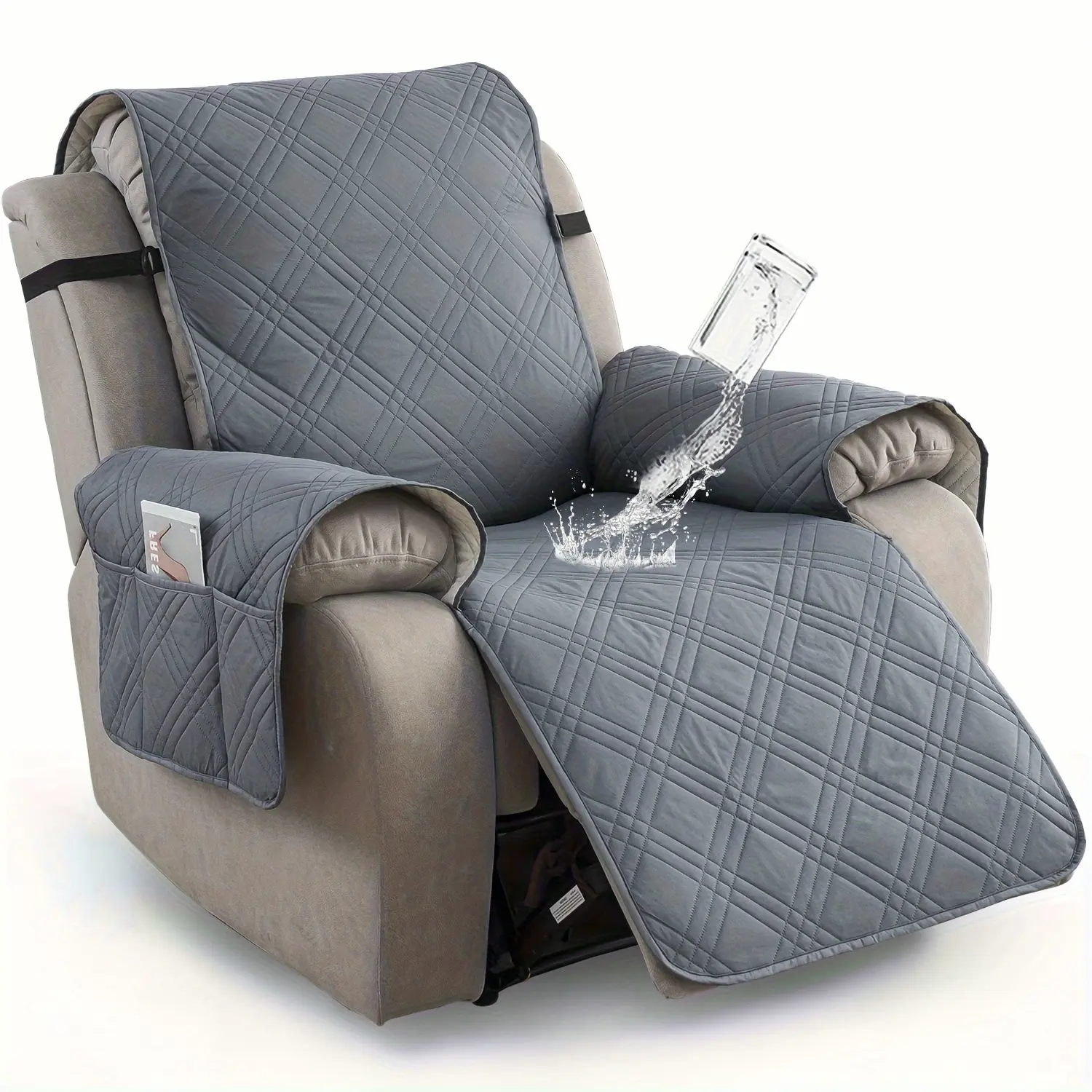 1pc 100% Waterproof Recliner Chair Cover, Non Slip Recliner Covers for Recliner Chair with Pocket, Pet Scratch-Resistant Sofa Slipcover, Washable Furniture Protector, Easy to Install for Living Room, Summer Home Decor, Father's Day Home Decorations