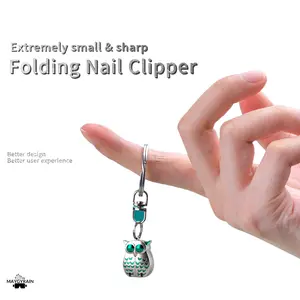 Foldable Mini Nail Clippers with Keychain, Portable Stainless Steel Ow Nail Trimmer, Nail Art Trim Fingernail Styling Tools, Car Key Wallet Clip Backpack Decoration,Grey Orange