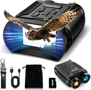 5W Upgraded 4K HD Infrared Night Vision Goggles IR Binoculars With Built-In Camera 8X Digital Zoom Rechargeable Battery 32GB Card For Photos Videos Flashlight Hunting Camping Outdoor Surveillance Black