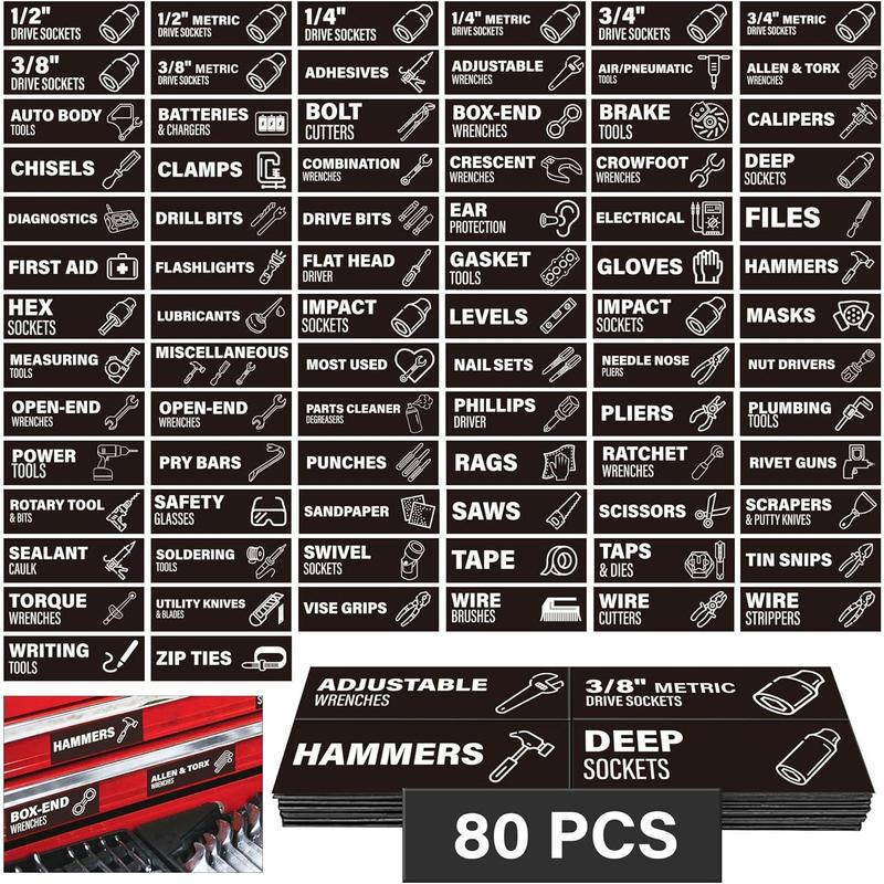 Toolbox Organization Magnetic Labels 80 count, Tool Organizer Icon ...