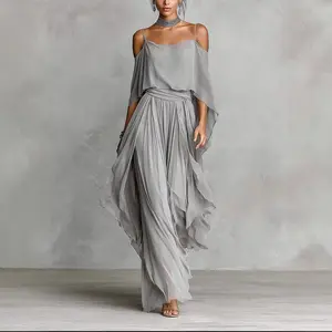 Women's Designer Flowy Maxi Dress Elegant Lightweight Long Dress Vacation Style Party Wear Tea Break Dress