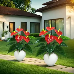 Realistic Artificial Flowers and Leaves Christmas Plant Set, Indoor Outdoor Decor for Weddings Gardens Homes Festivals, Includes No Flower Pot
