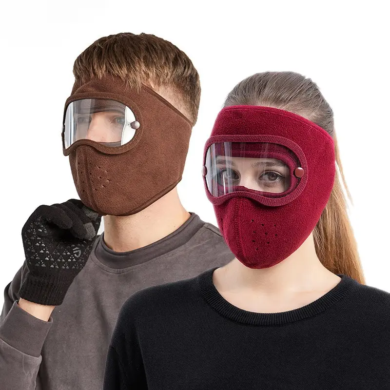 Women's Ski Full Face Mask Windproof Fleece & Neck Warmer - Cold Weather Balaclava with Visor, Multi-Color Options (Blue, Pink, Brown, Black, Red) - Elastic Fit for Snowboarding, Ice Skating, Winter & Outdoor Activities